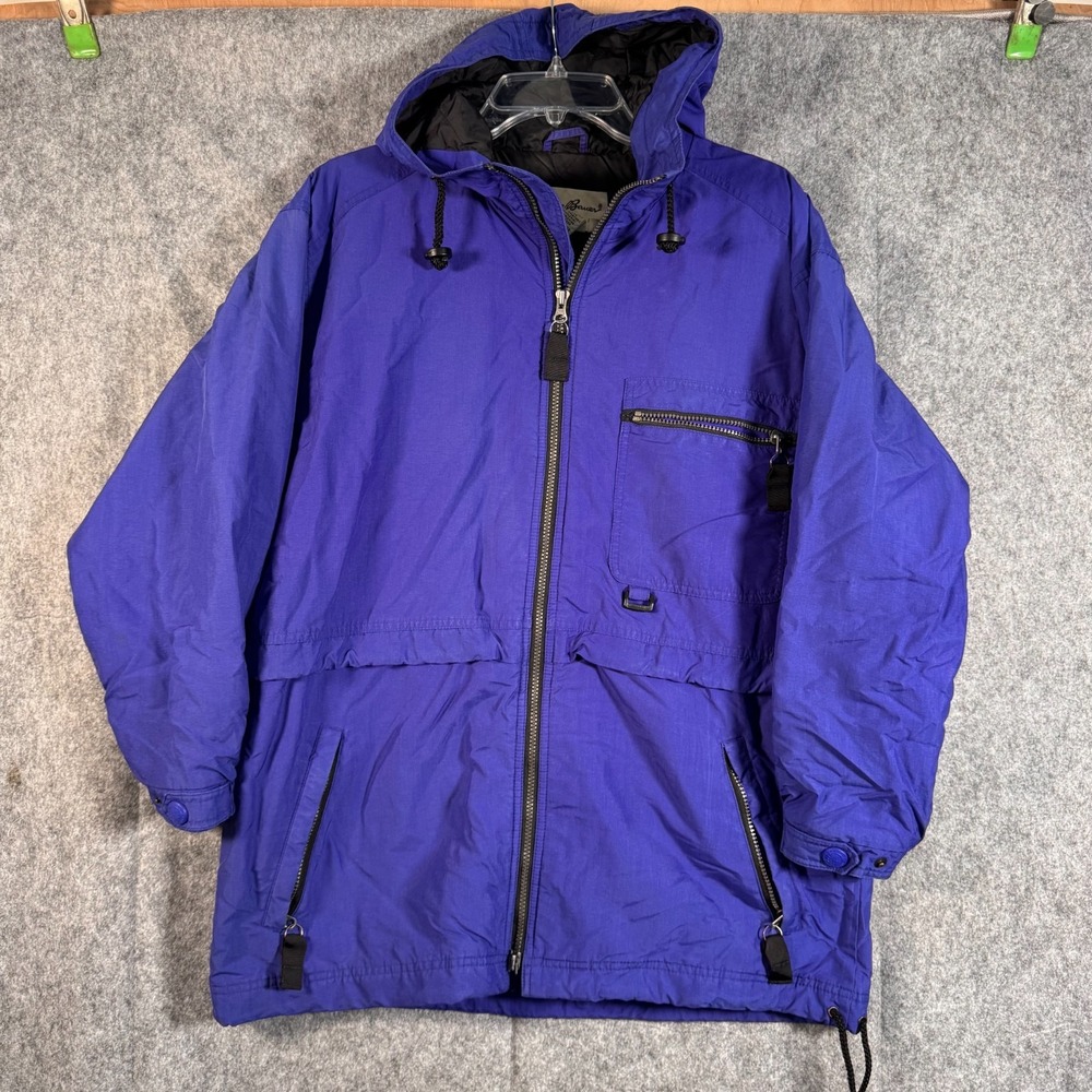 Eddie Bauer‎ Parka Ski Jacket Rain Coat Retro Medium Purple Hooded Vtg 90s Retro